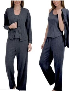 Live 2 Lounge 3-piece Textured Lounge Pajama Set Size XL NWT Navy